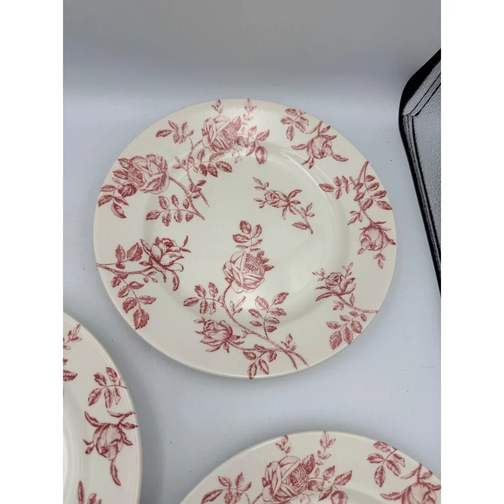 Churchill Antique Rose Pink Salad Plates Set of 6 Vintage Made in England 8